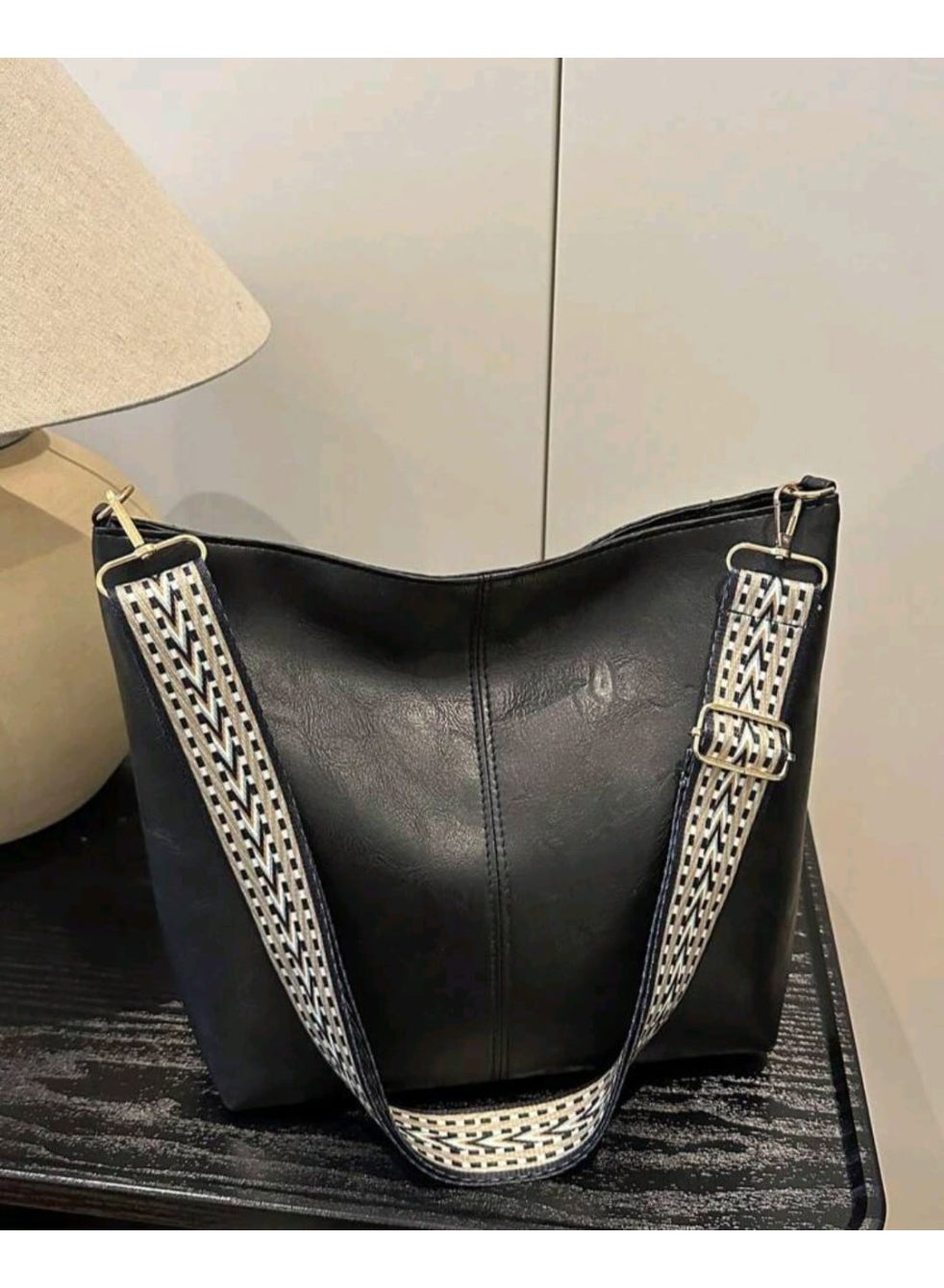 Geometric Pattern Shoulder Strap Crossbody Bag, Large Capacity Messenger Bag, Retro Style Shoulder Bag
